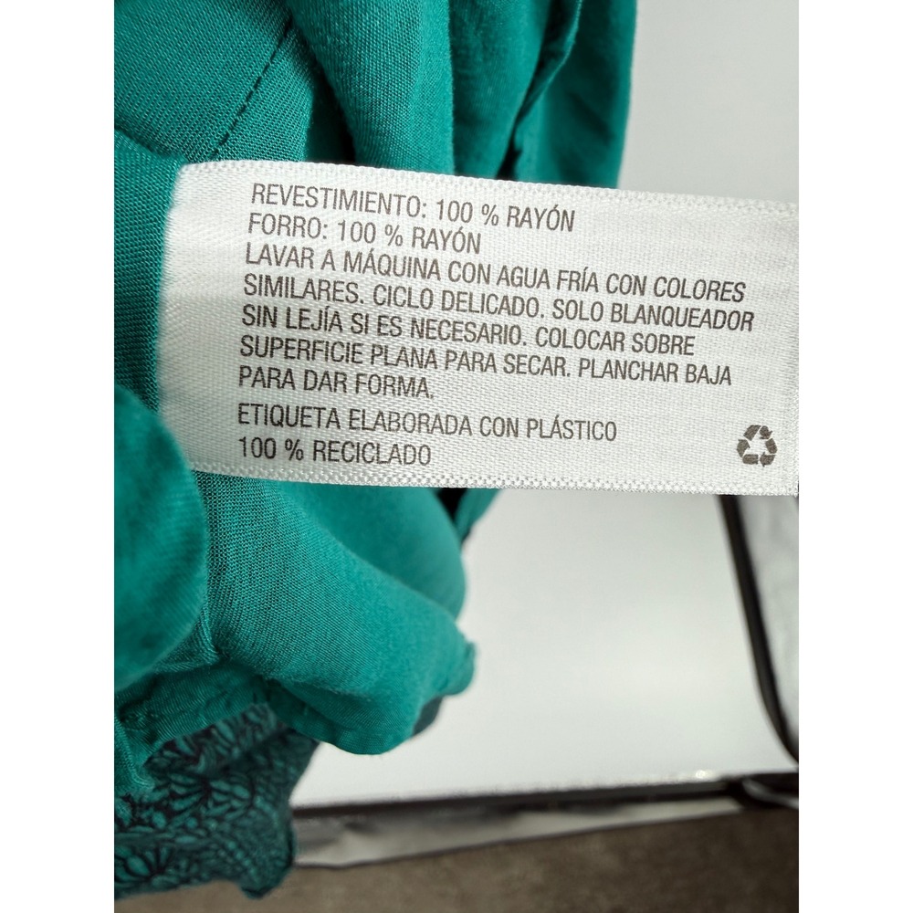 Merona Dress Womens S Teal Green Rayon Shell Print V-Neck Coastal Chic Mini - Picture 4 of 6